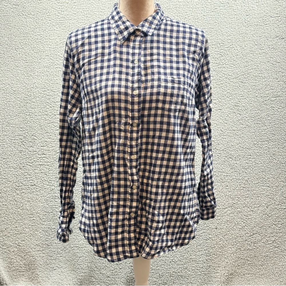 Le Tigre Navy and White Gingham Button-Down Shirt